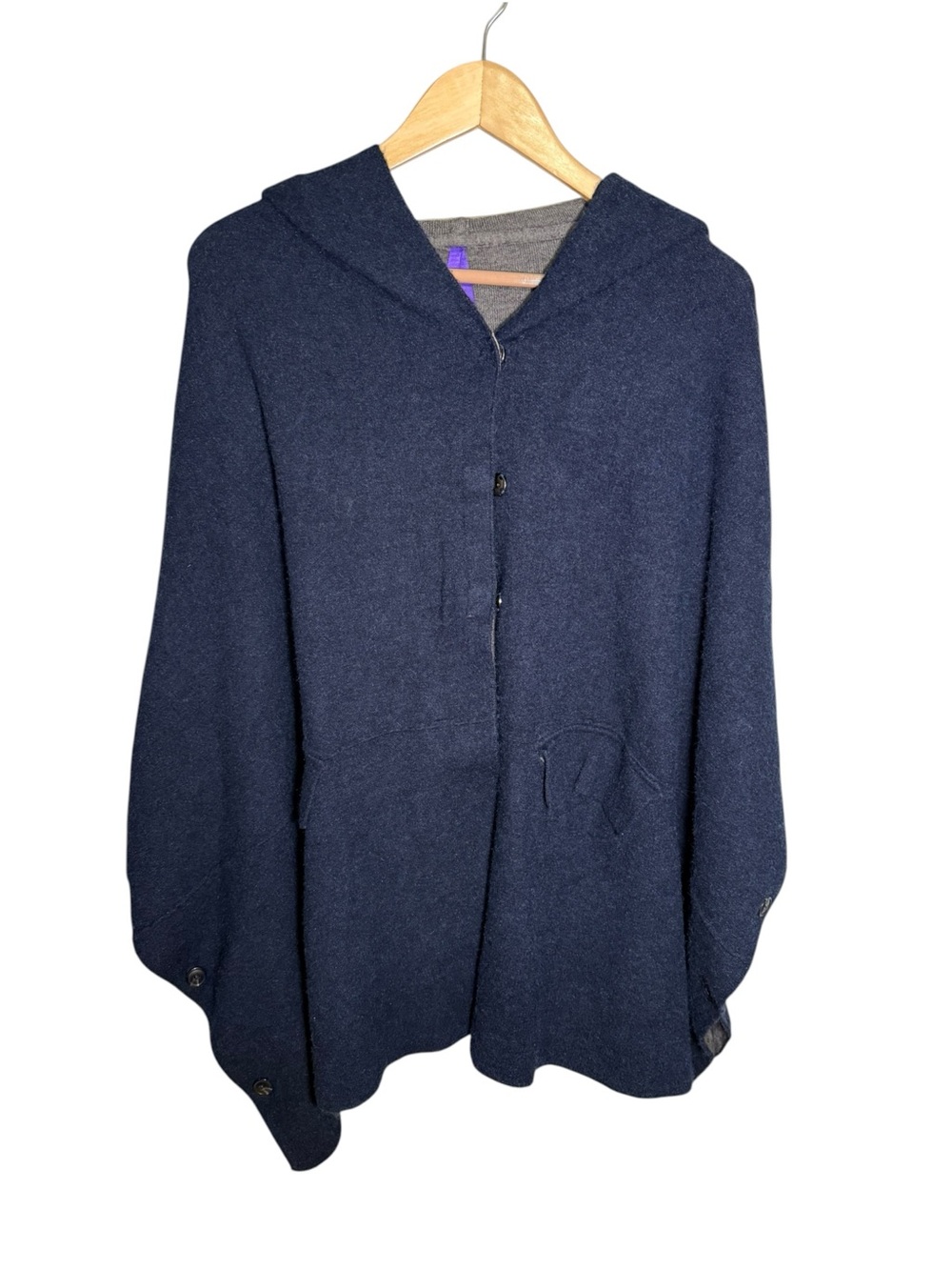 Seraphine Maternity Hooded Double Face Cape Poncho Navy Size S/M